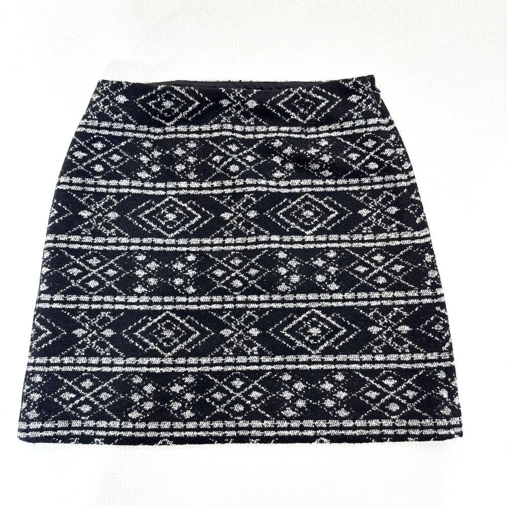 LOFT Women's Skirt Black White Geometric Diamond Mini Aztec Boho Chic -  Sz 4